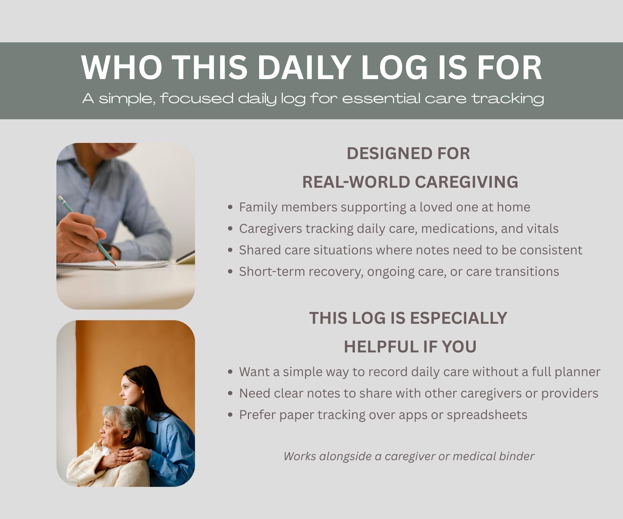 Caregiver Daily Care Log – Printable Tracking Sheets for Medications ...