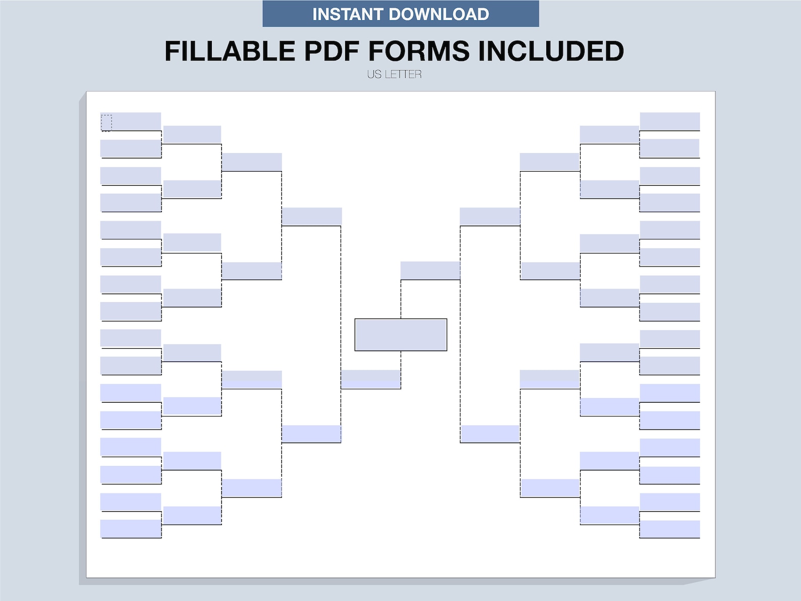 Blank Tournament Bracket, Printable, Fillable PDF, Single Elimination ...