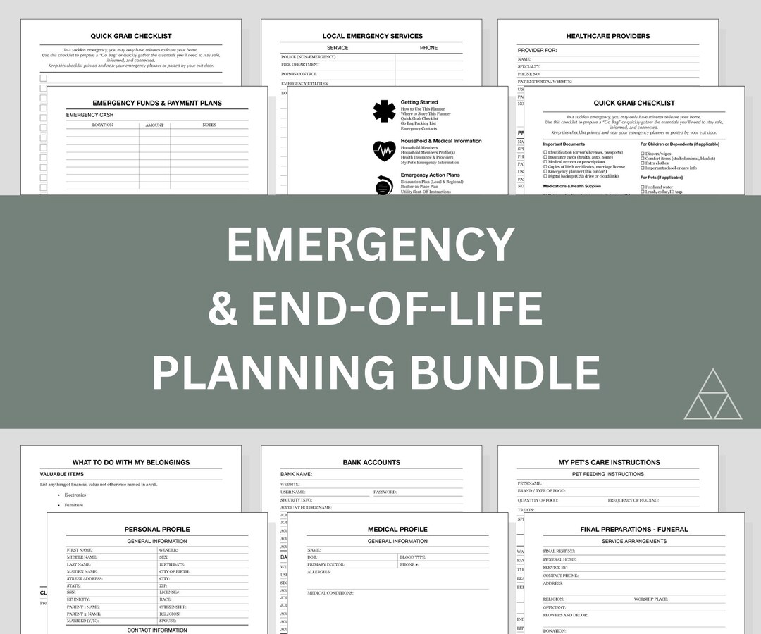 End of Life Planner & Emergency Binder Bundle | Printable Family ...
