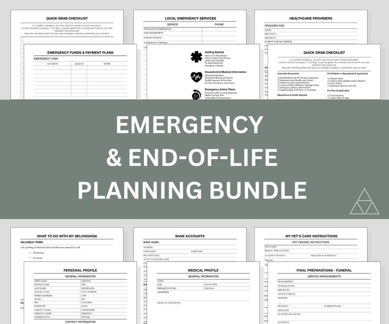 End of Life Planner & Emergency Binder Bundle | Printable Family ...