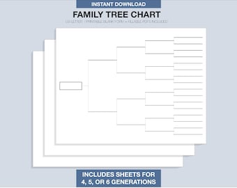 4-6 Generation Editable Family Tree Chart – Printable & Fillable PDF