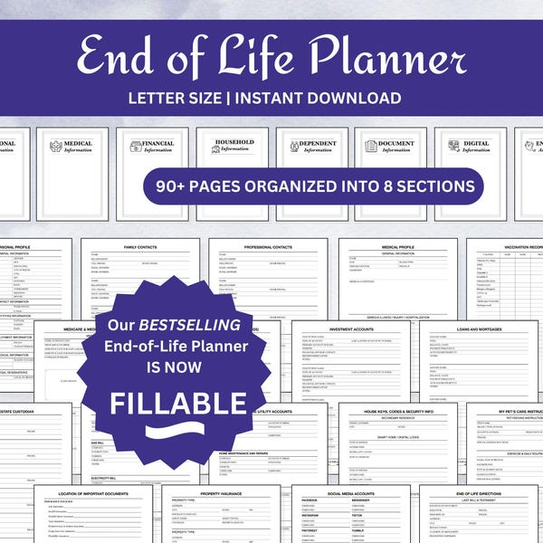 終末期プランナー – 記入・印刷可能な医療・法律・財務オーガナイザー（PDF）