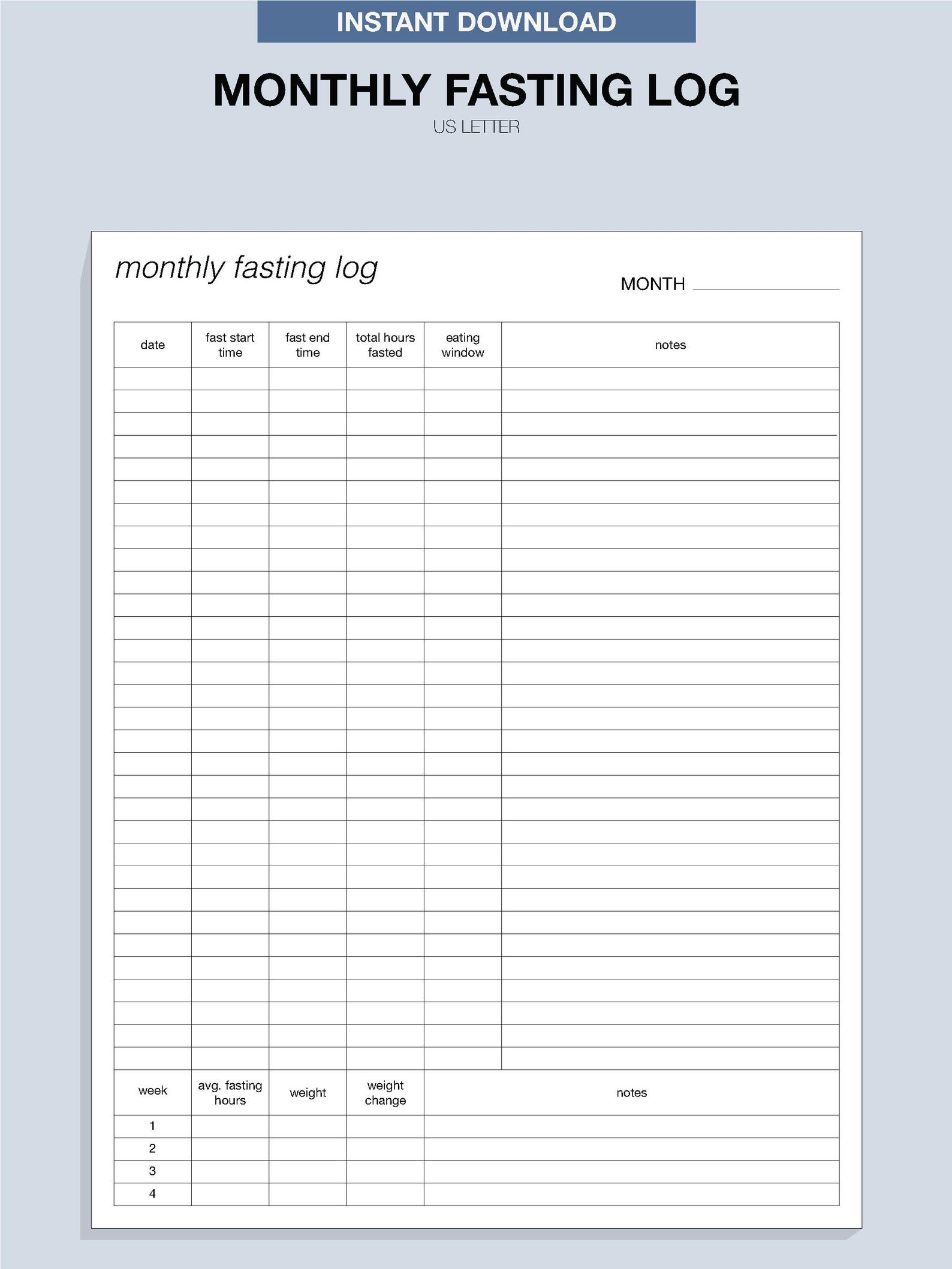 Intermittent Fasting Planner | Digital Download | Monthly & Weekly Planner, Step Tracker - Etsy