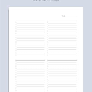 Blank Checklist Template Printable, A4/a5/letter/half, Instant Download ...