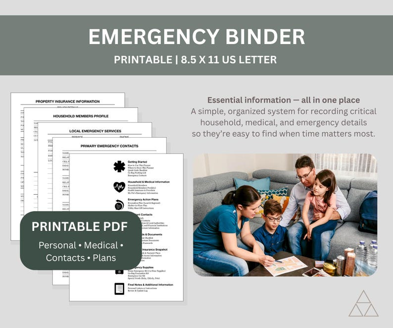 End of Life Planner & Emergency Binder Bundle | Printable Family ...