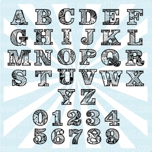 Zentangle Cricut font svg, Mandala Font svg, monogram svg, alphabet svg, Alphabet clipart, Alphabet Cricut Cut File Font, Silhouette Font
