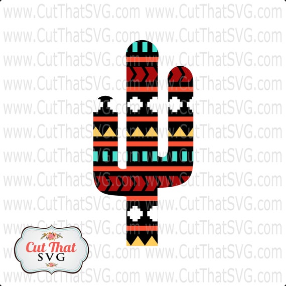 Aztec Cactus Svg Cactus Eps Western Svg Primitive Pattern Etsy