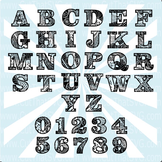 Download Zentangle Cricut Font Svg Mandala Font Svg Monogram Letters Etsy