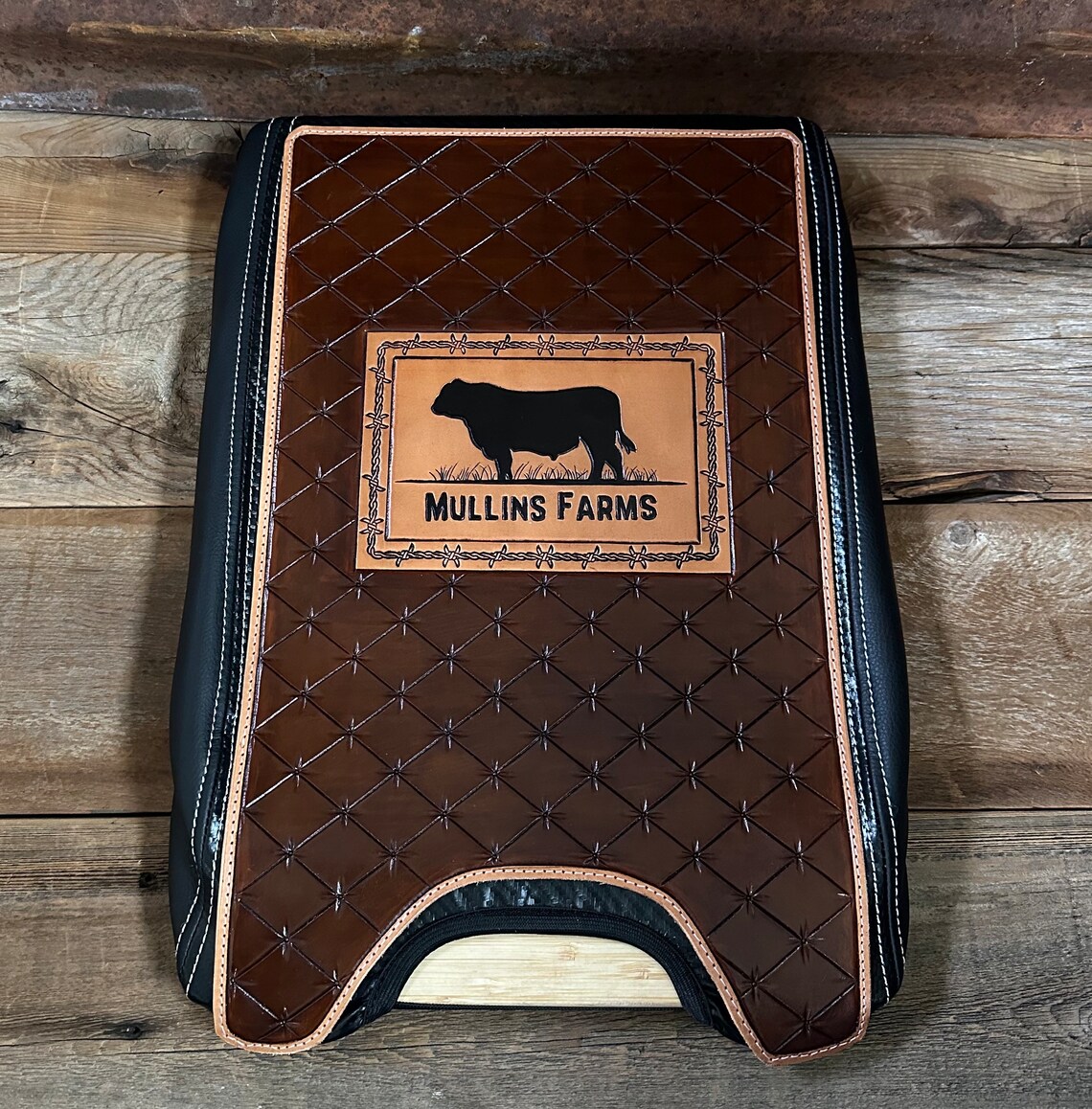 Custom Leather Tooled Center Console Covers Etsy