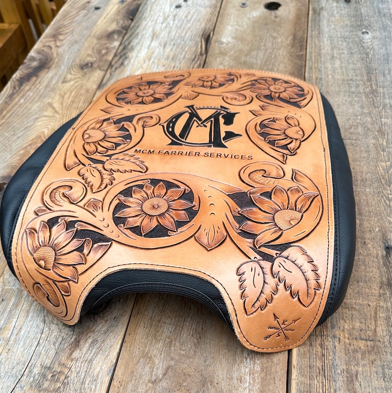 Custom Leather Tooled Center Console Covers Etsy