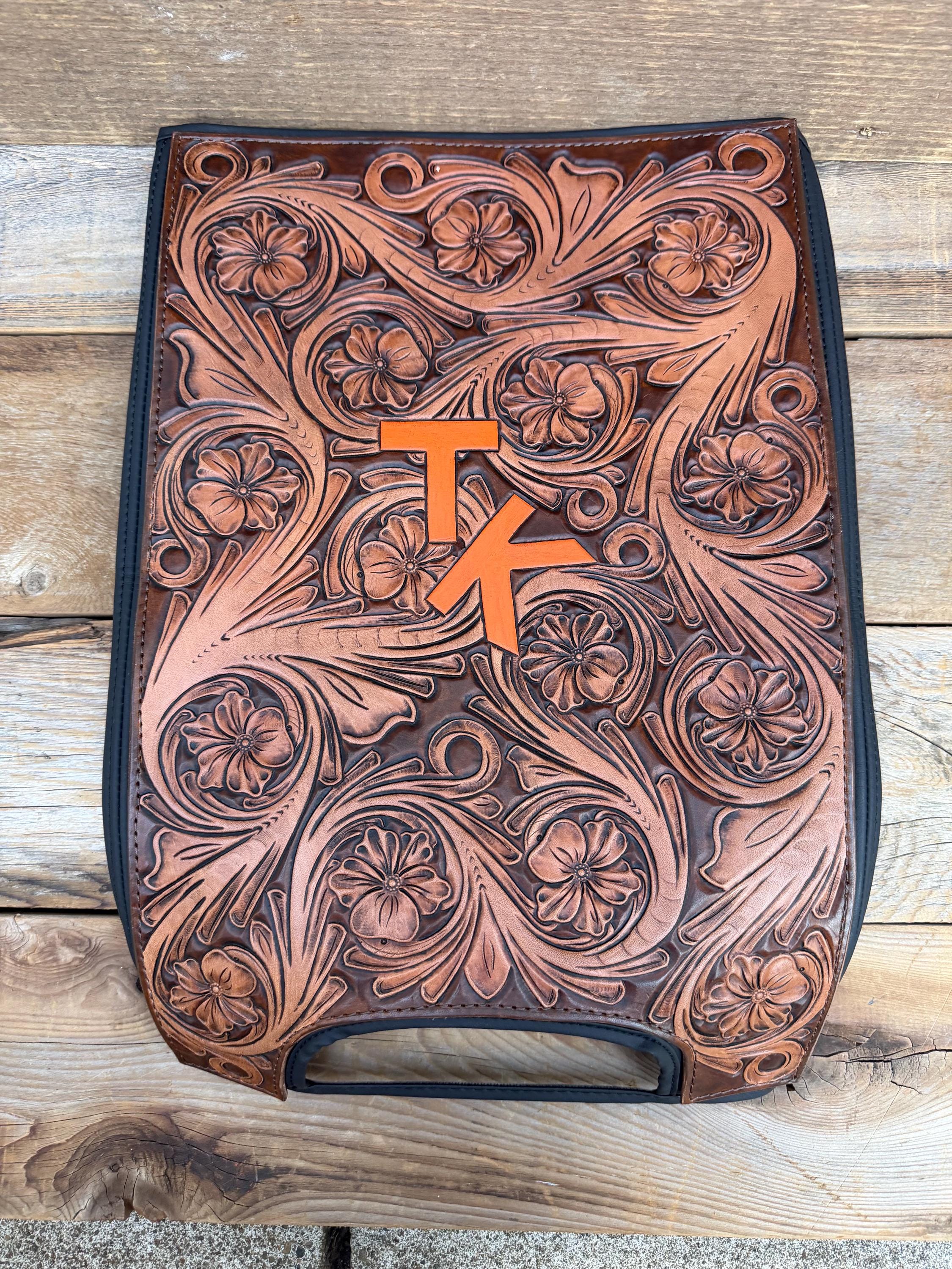 Custom Leather Tooled Center Console Covers - Etsy