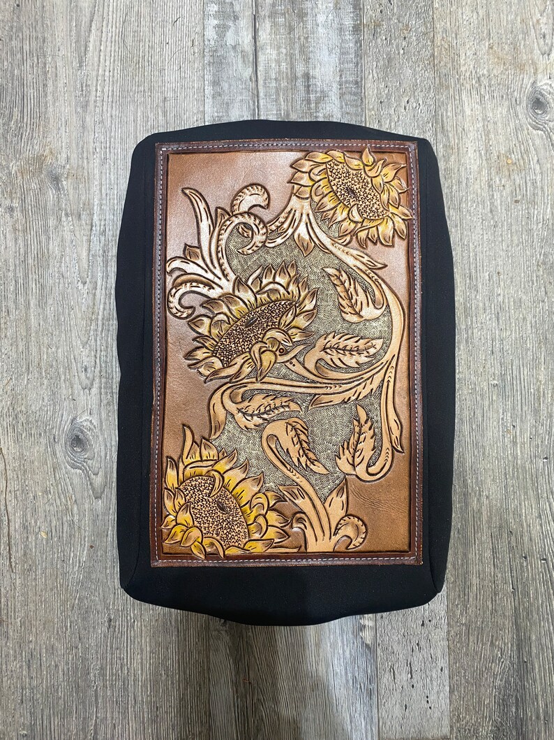 Custom Leather Tooled Center Console Covers Etsy