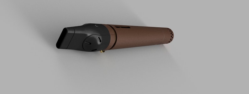 May include: A brown and black handheld torch with a nozzle and a trigger. The torch has a textured brown body and a black handle.