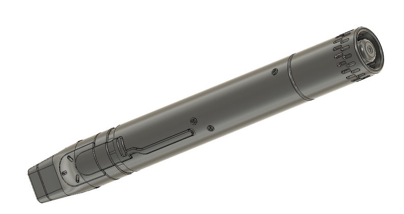 May include: A gray metal handheld device with a textured nozzle and a small lever on the side. The device has a series of small holes on the end.