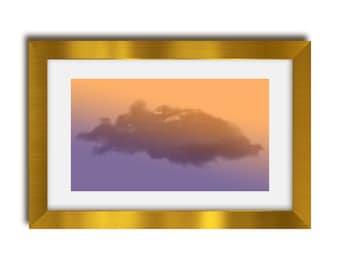 雲のプリント、モダンな壁アート、寝室のプリント、室内装飾、印刷可能な雲、夕焼け雲、島、大きなポスター、デジタル雲のダウンロード、ライト