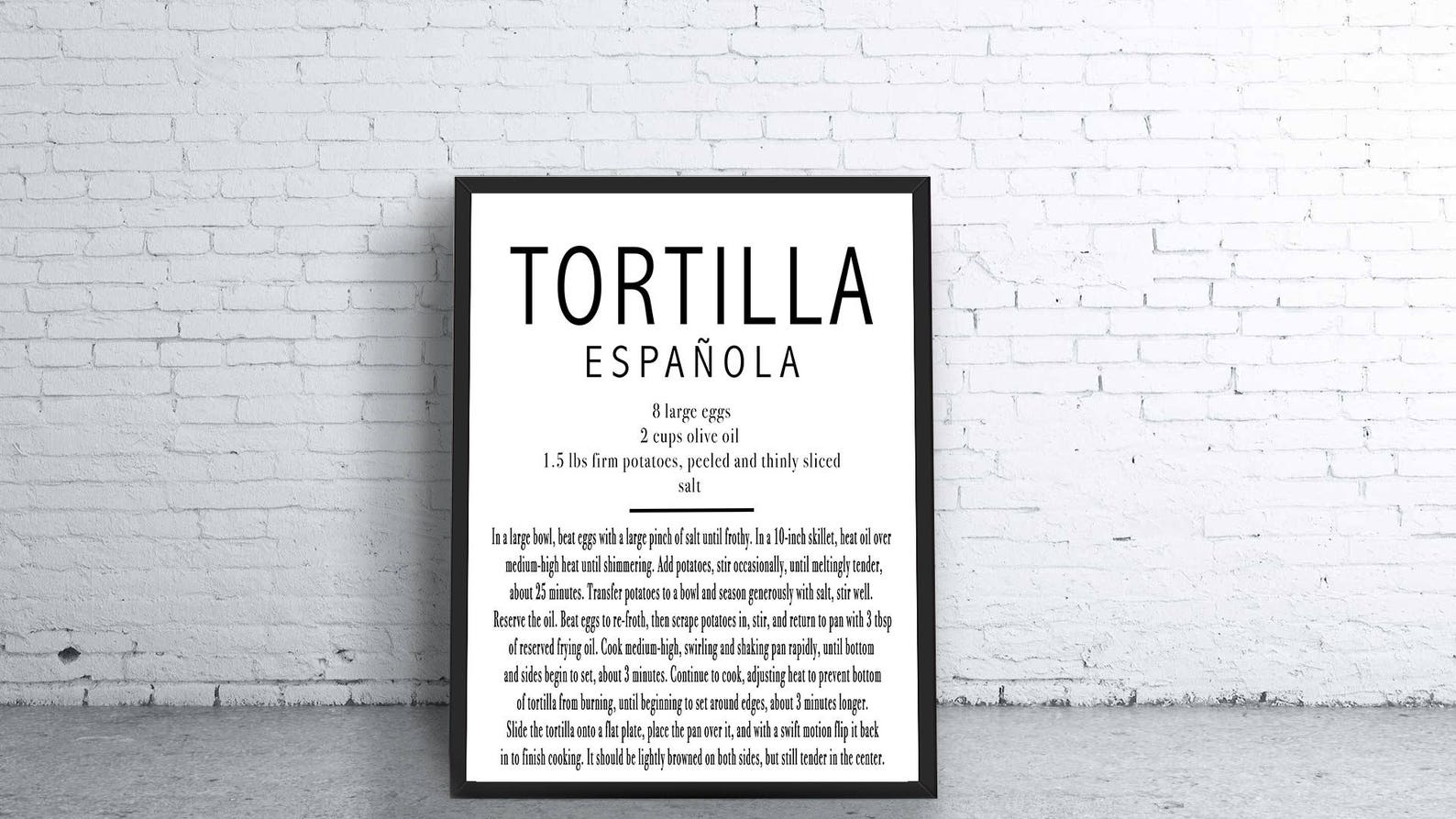 Printable Recipe Graphic Art Tortilla Espanola Spanish Etsy