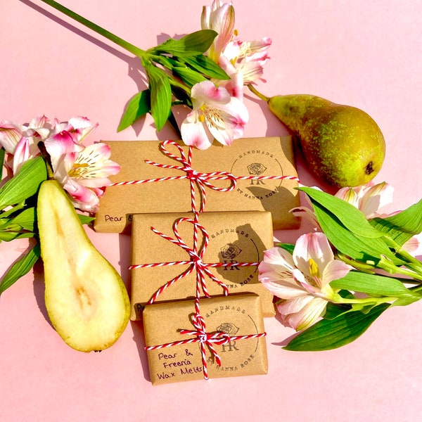 Pear & Freesia scented, Soy Wax Melts // Vegan, Plastic Free, Strong, Long Lasting, Gifts for Her