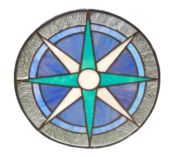 Rose Compass Stained Glass Print/Rounded Star Stained Glass | Etsy