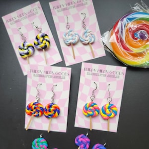Pride Flag Lollipop Earrings, Polymer Clay Hypoallergenic Earrings, Trans Flag Unique Earring, Pride Earrings, Pride Jewelry, Queer jewelry