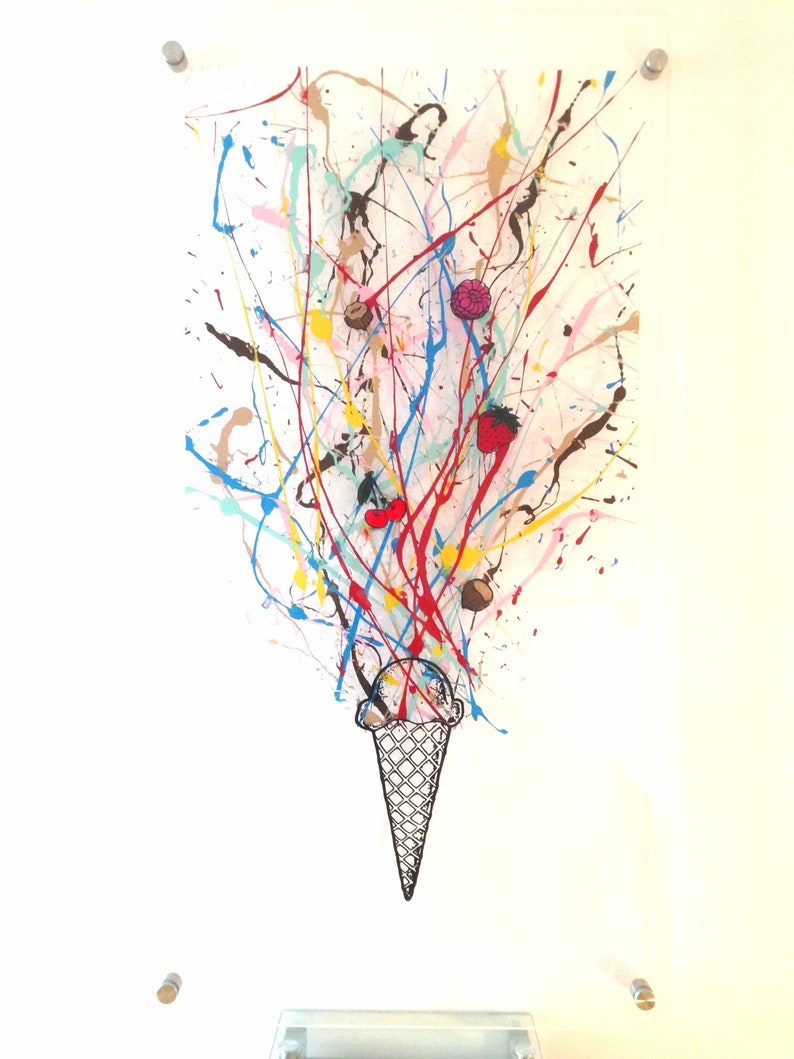 Ice cream cone with flavours wall art | Etsy