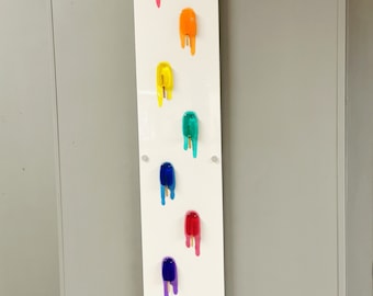 Popsicle / ice lolly melting artwork Rainbow Resin Pop Art Popsicle Art, Epoxy Home Decor, Handmade 3D Resin Art, Pop Art Wall Hanging