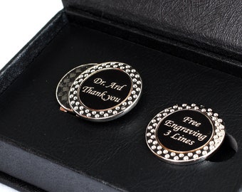 Engraved Silver Golf Ball Marker Set with Magnetic Hat Clip