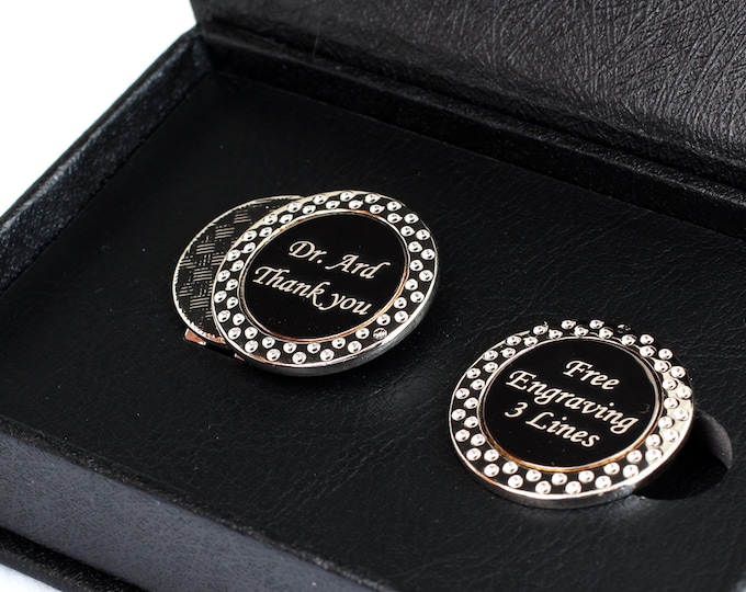 Free engraving - Silver 2 Sets of Golf Ball Markers with Magnetic Golf Hat Clip, Premium Golf Gifts for men by womens, Free Customization