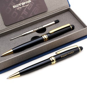Custom Engraved Ballpoint Pen – Personalized Gift for Men & Women – Refillable Black Pen in Gift Box – Graduation, Birthday, Father’s Day