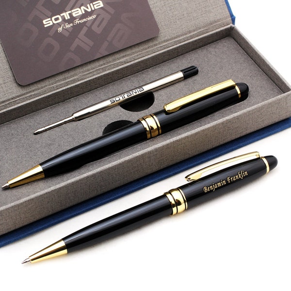 Free Engraving- Personalized Expert Roller Ballpen, Ballpoint pen, Retractable Medium Refill Pen Custom Gifts for Men Women, Classy Gift Box