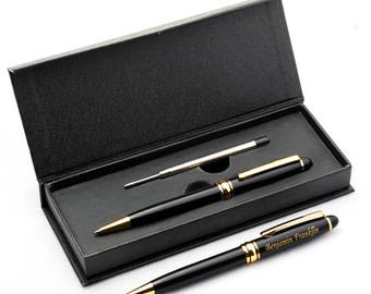 Free Engraving - Brass Ballpoint Pen, Engraved Pen, Black Refill Pen, Custom engraved pen, Personalized Pen, Anniversary, groomsmen Gift