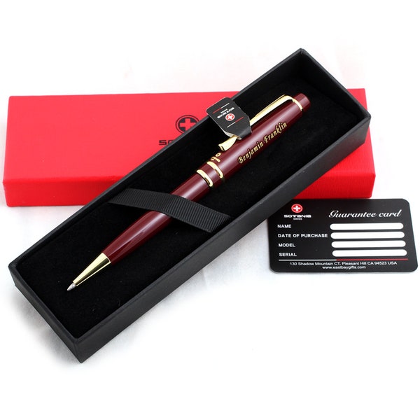 Free Engraving- Personalized Expert Roller Ballpen, Ballpoint pen, Retractable Medium Refill Pen Custom Gifts for Men Women, Classy Gift Box