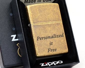 Free Engraving - Personalized Zippo Lighter Windproof Perfect for Groomsman, Boyfriend, Anniversary - Three Lines, Each 20 Characters