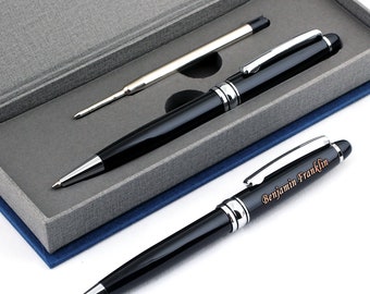 Personalized Engraved Expert Ballpoint Pen, Roller Ballpen, Retractable Medium Refill Pen, Custom Name, Gift for Men Women, Classy Gift Box