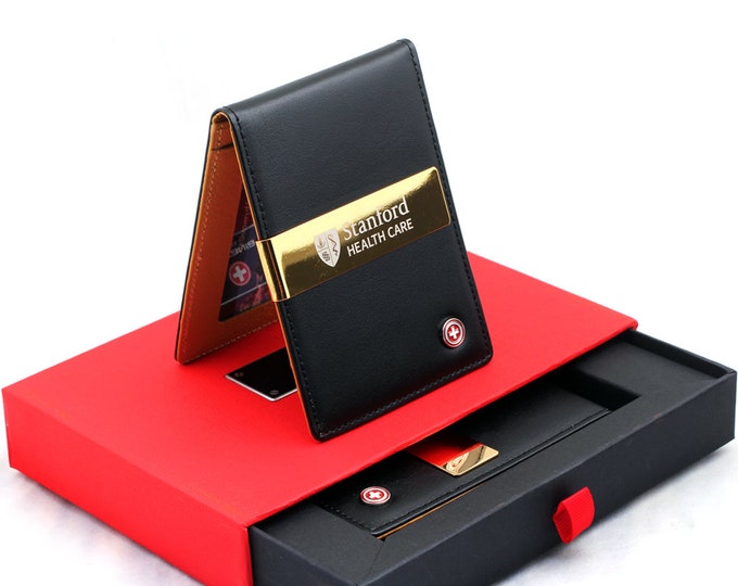 Premium 24K Gold Plated Money Clip Leather Wallet Corporate Gift