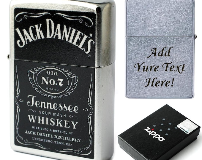 Custom Engraved Jack Daniel’s Whiskey Zippo Lighter – Personalized, Windproof, Refillable, Unique Gift for Men