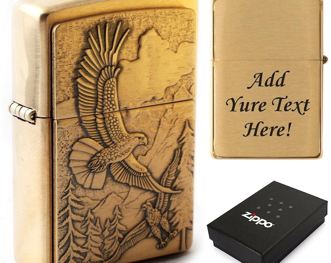 Free Engraving - Personalized Zippo Lighter Windproof Perfect for Groomsman, Boyfriend, Anniversary - Three Lines, Each 20 Characters