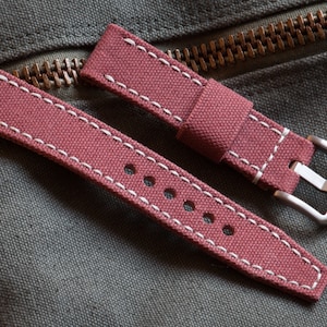 Brick Red Canvas Watch Strap in 20mm, 22mm, 24mm sizes