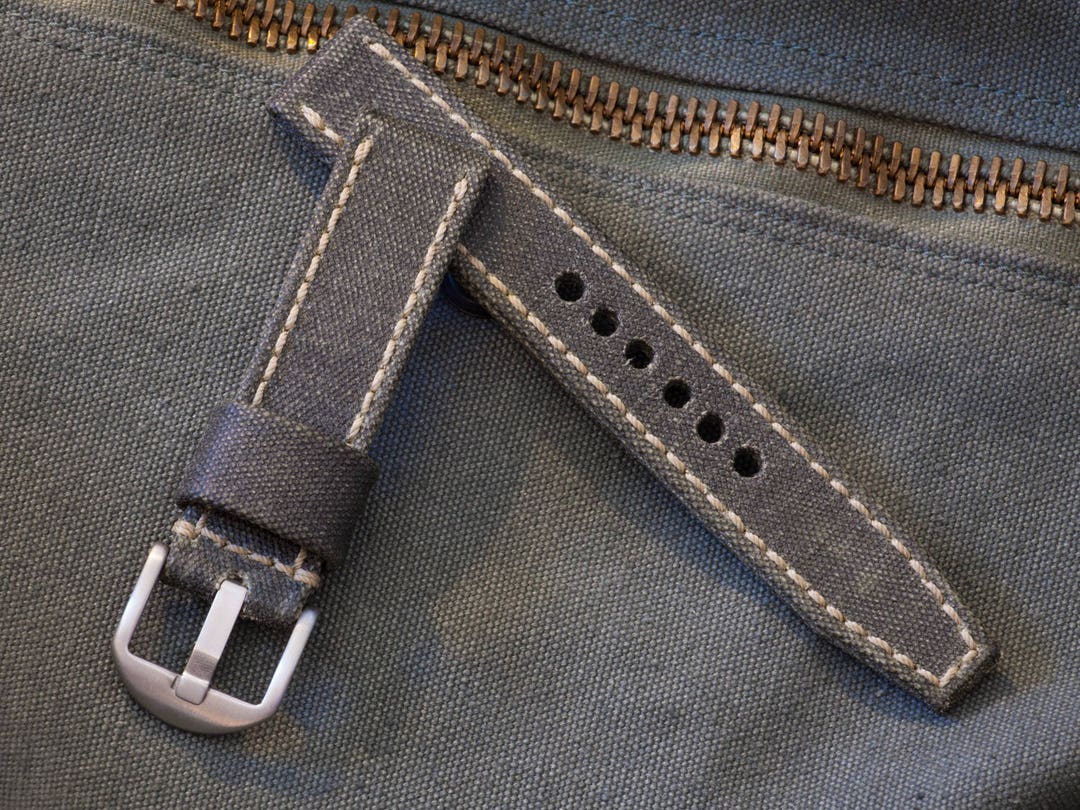 Waxed Canvas Watch Strap Made From Vintage Military Canvas in 20mm, 22mm, 24mm 26mm Sizes Etsy