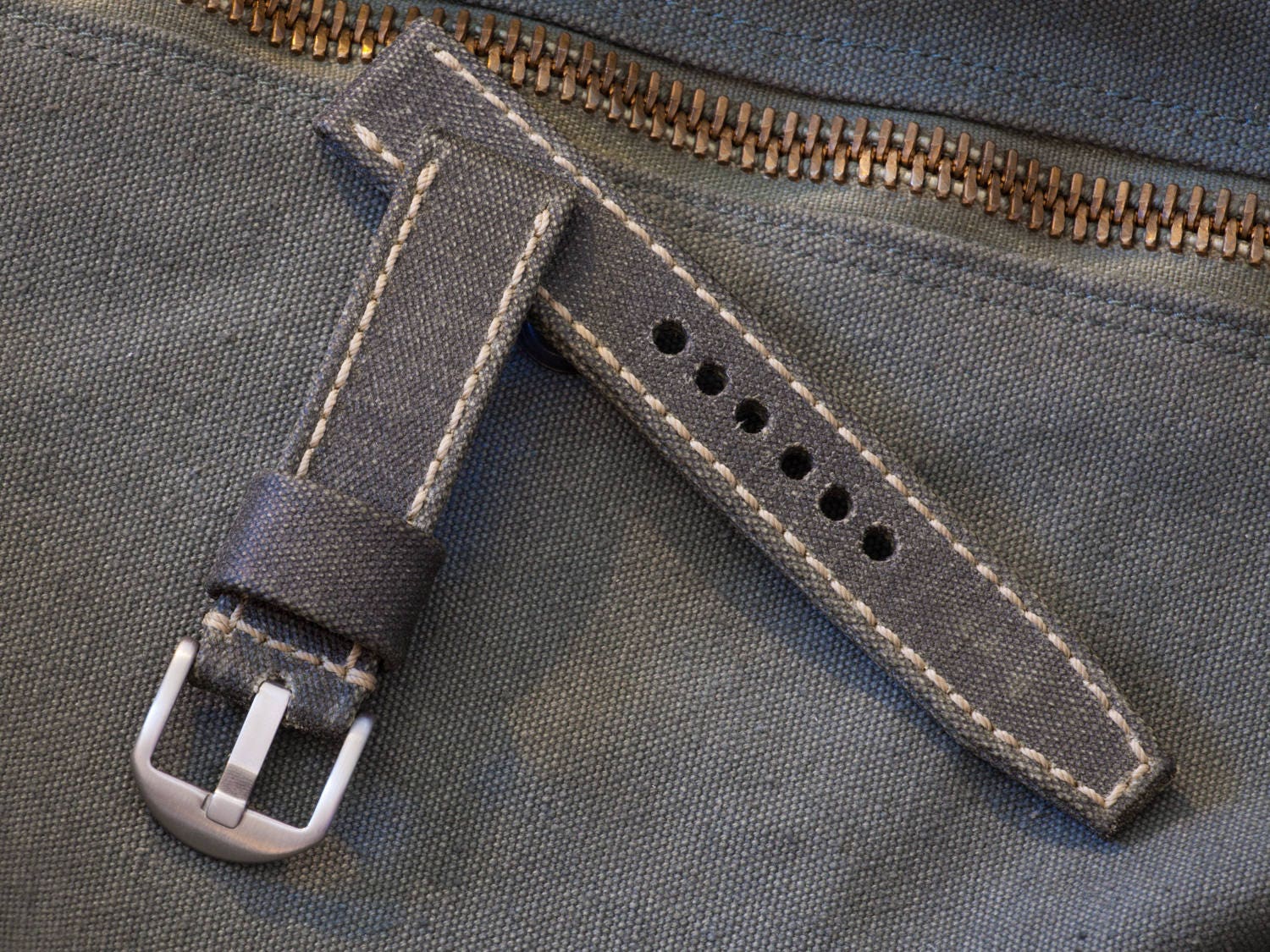 Waxed canvas watch strap deals