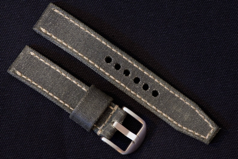 Waxed Canvas Watch Strap Made From Vintage Military Canvas in Etsy