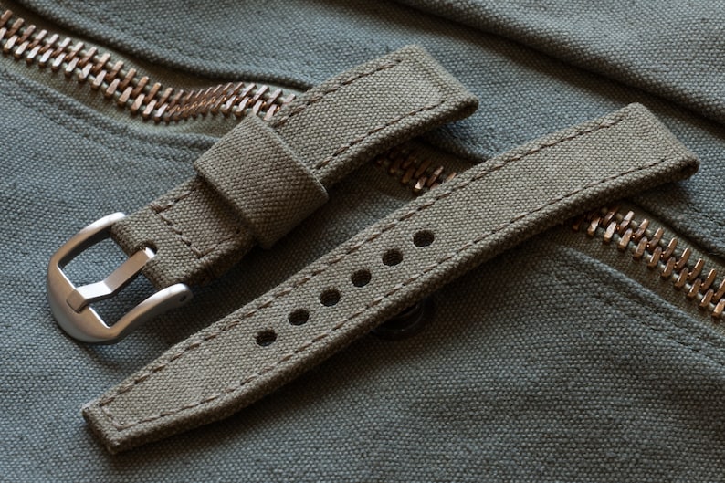 Vintage Olive Drab Military Canvas Watch Strap in 20mm 22mm Etsy