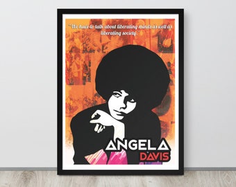 Angela Davis Framed Poster Liberate Minds and Society Art Print
