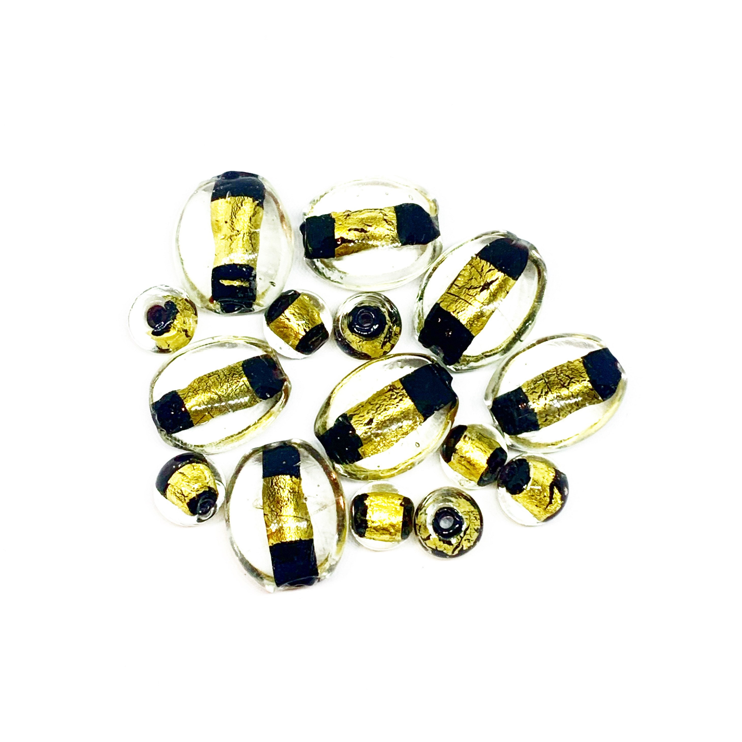 Gold Foil Glass Beads Etsy