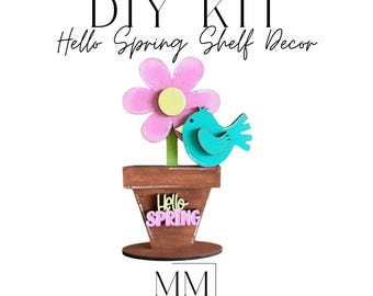 DIY &quot;Hello Spring&quot; Flower Paint Kit: Wooden Craft Activity