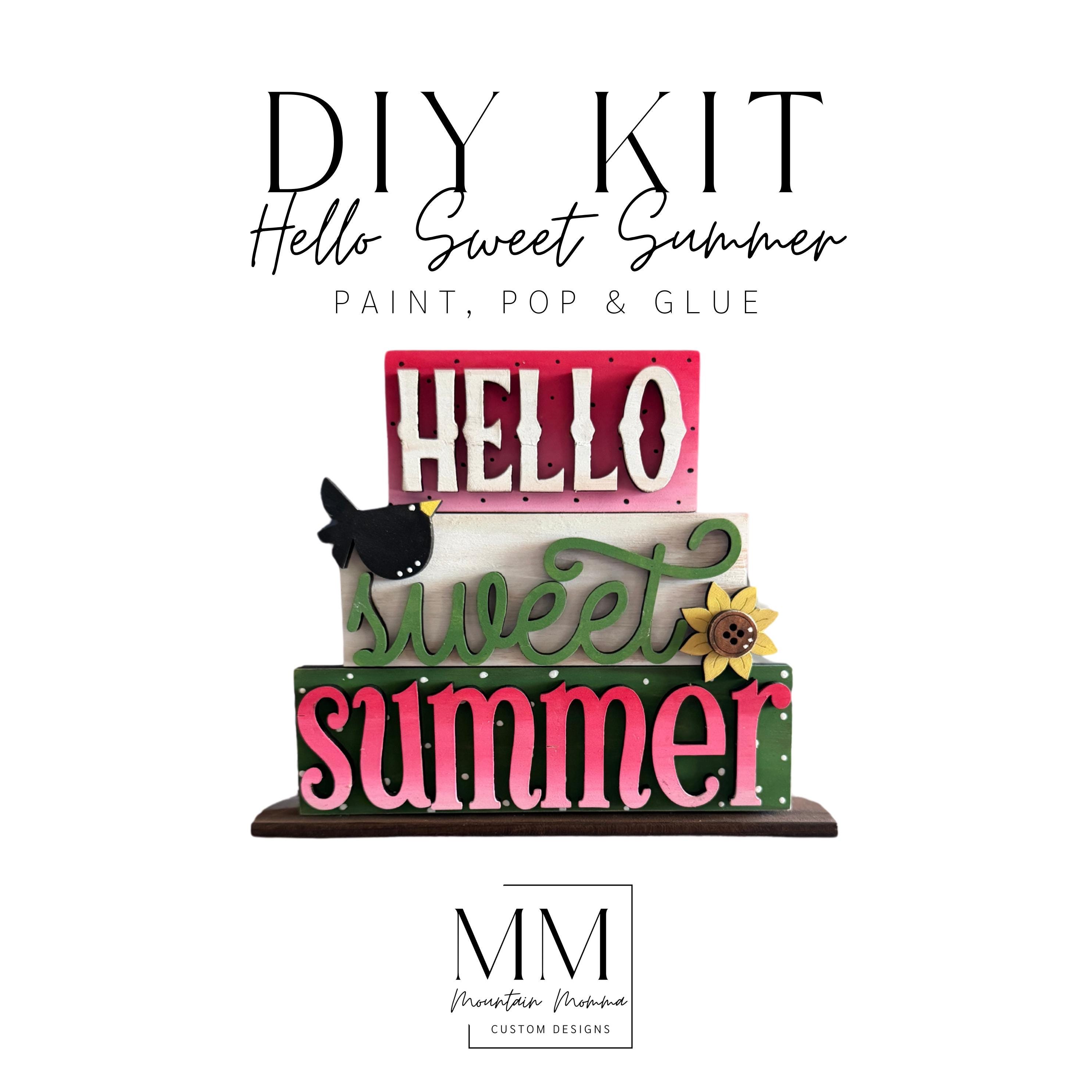 Hello Sweet Summer DIY Paint Kit: Wood Craft Sign, Fun Summer Decor
