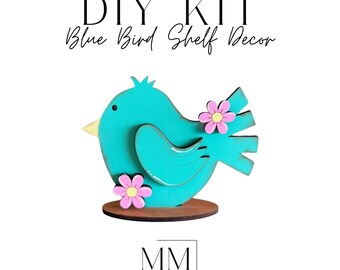 DIY Blue Bird Craft Kit: Laser Cut Wood Spring Decor