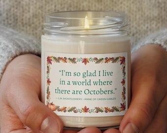 Anne of Green Gables Soy Candle, Apple Harvest Scent, October Quote (9 oz)