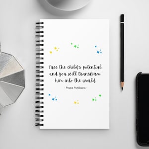 Montessori Teacher Spiral Notebook, Maria Montessori Quote, Teacher Notebook, Gift for Teacher, Gift for Educator, Montessori Method