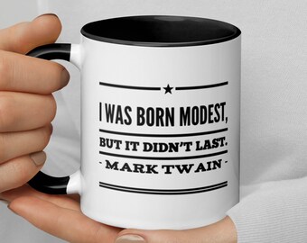 Mark Twain Quote-mok: sarcastische koffiemok met kleur aan de binnenkant