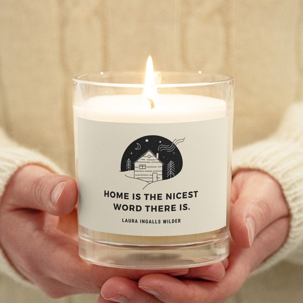 Home Is The Nicest Word There Is, Glass Jar Soy Wax Candle, Laura Ingalls Wilder Quote, Little House on the Prairie Gift, Housewarming Gifts